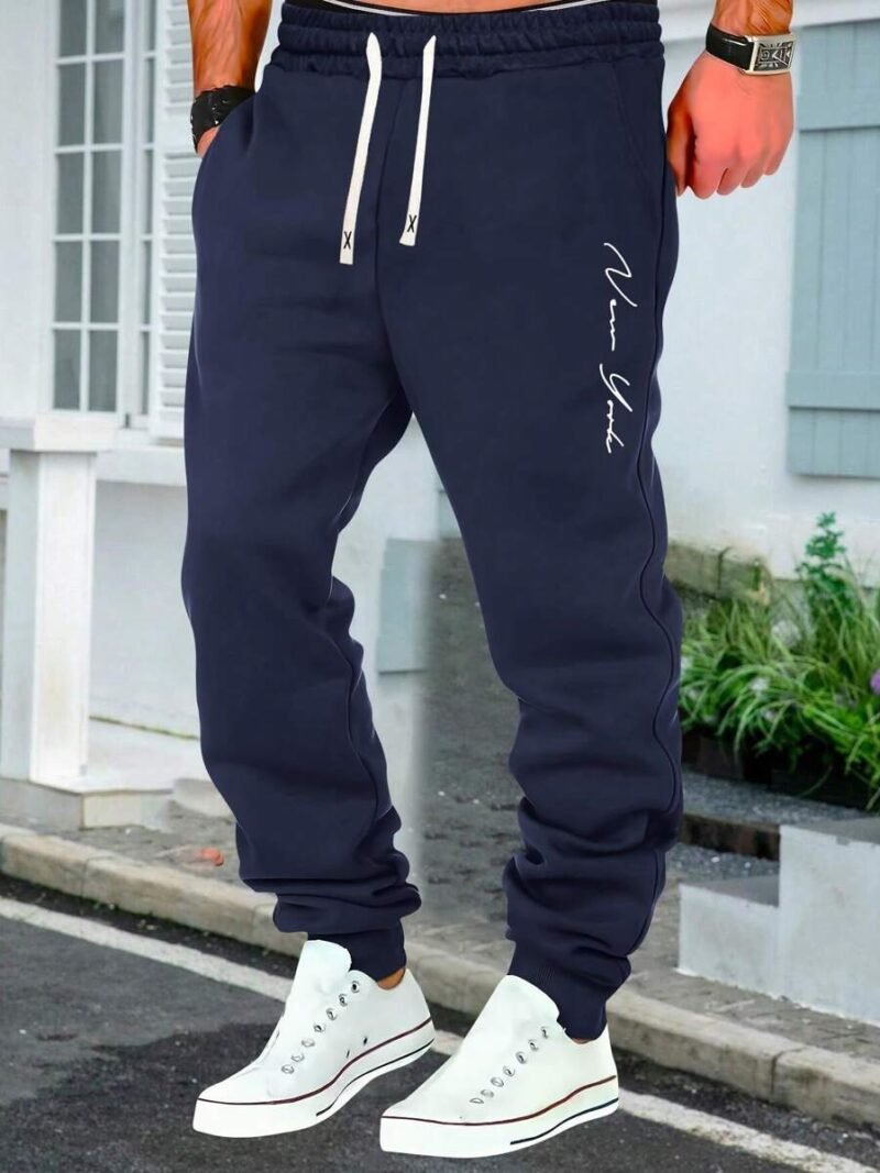 Letter Printed Pants Big Size Drawstring Waist Sports Trouser