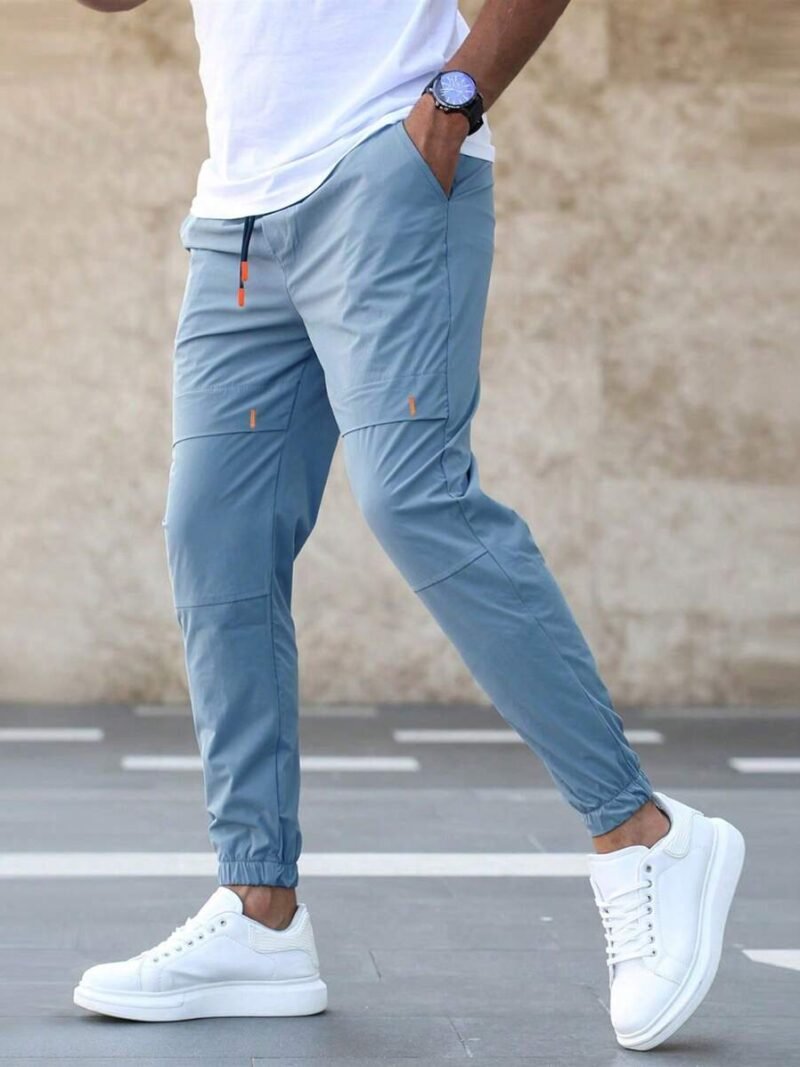 Men Slant Pocket Drawstring Waist Pants