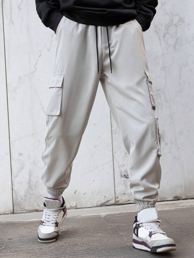 Solid Color  Pants Going Out Plain Long Drawstring Pants