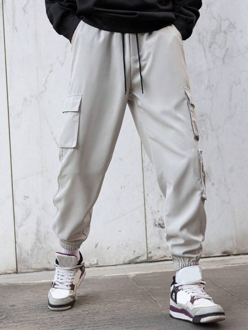 Solid Color  Pants Going Out Plain Long Drawstring Pants