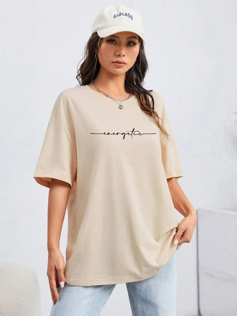 Casual Oversized Women's T Shirt With Letter Printing