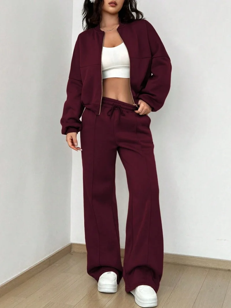 Camouflage Maple Leaf Print Zipper Sweatshirt & Pants