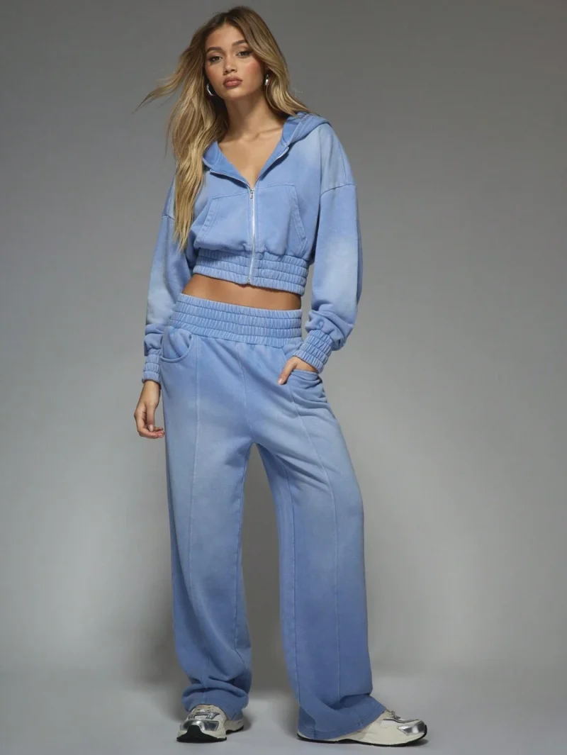Crop Hoodie And Wide Leg Sweatpants