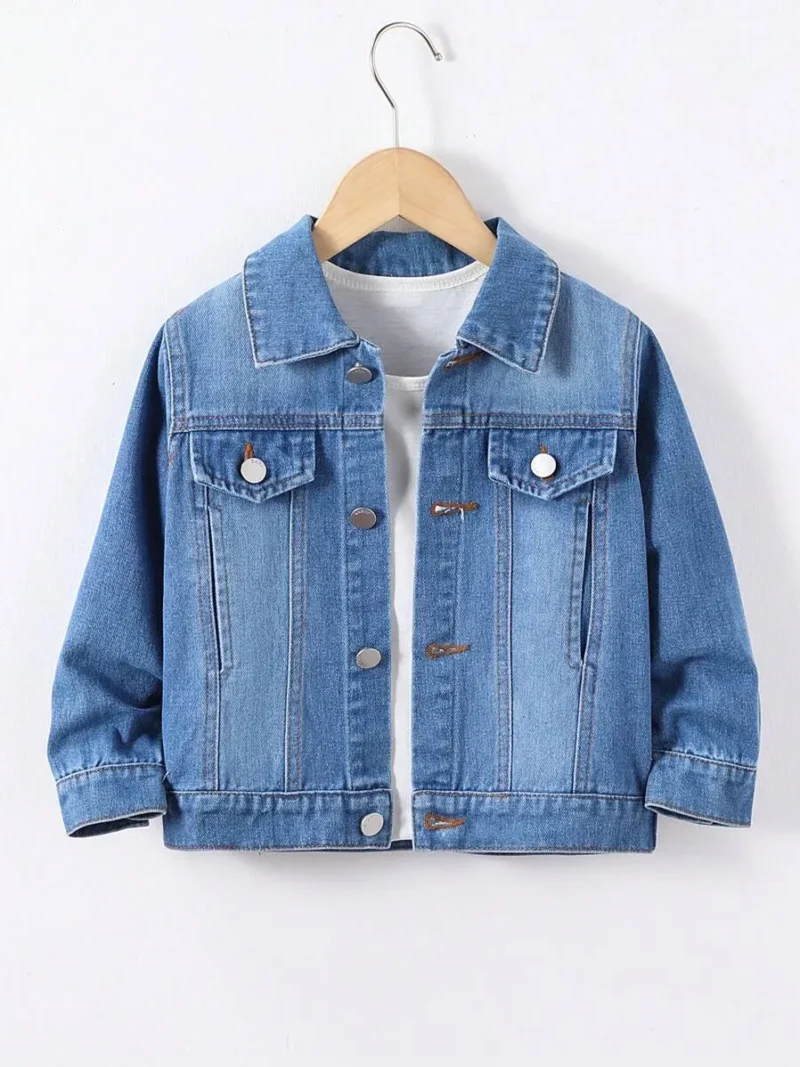 Casual Denim Jacket Solid Color Spring And Autumn