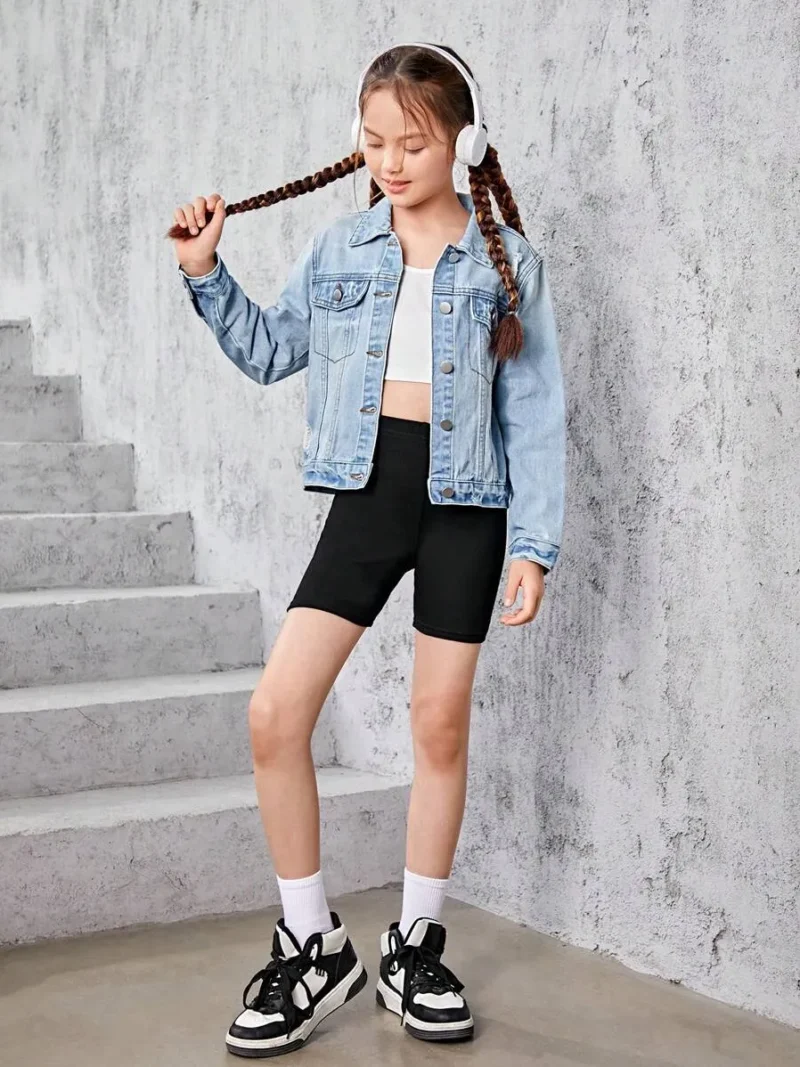 Casual Street Medium Wash Ripped Destroy Denim Jacket