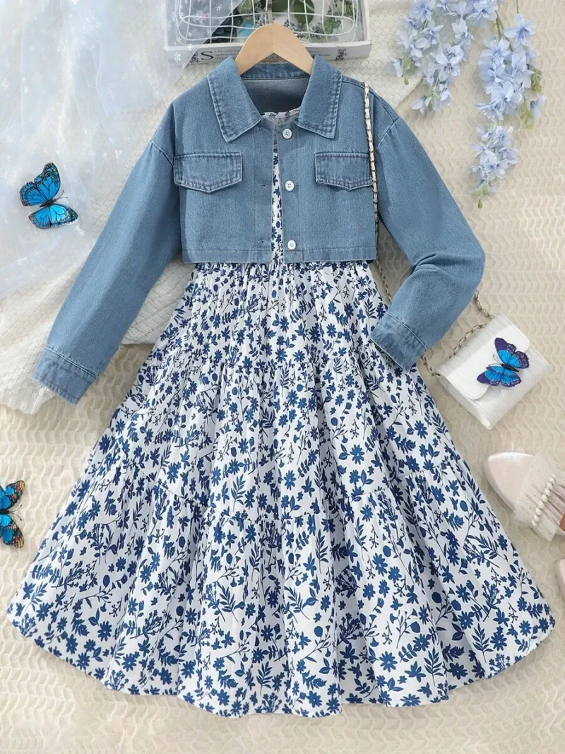 Denim Jacket & Floral Dress Set