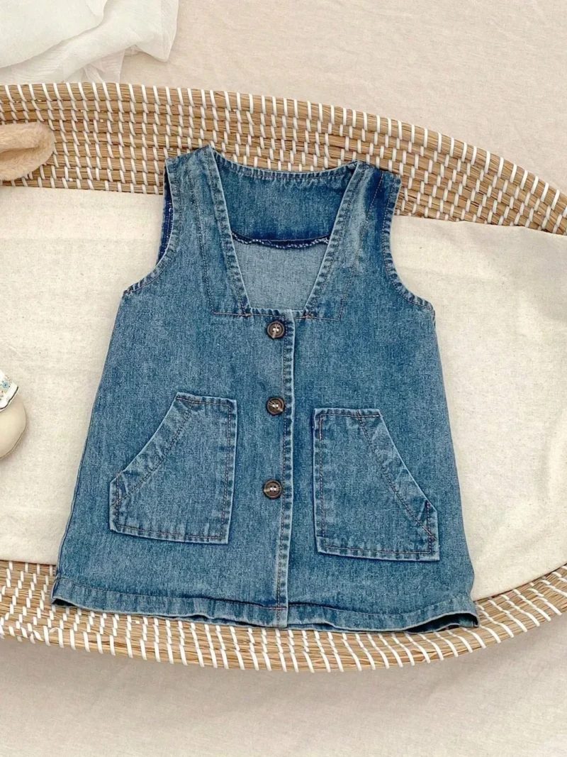 Denim Vest Jacket Versatile Waistcoat With Dual Pockets