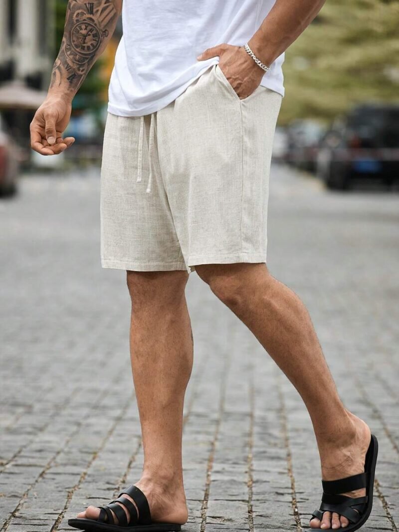 Plus Size Solid Color Drawstring Shorts With Pockets