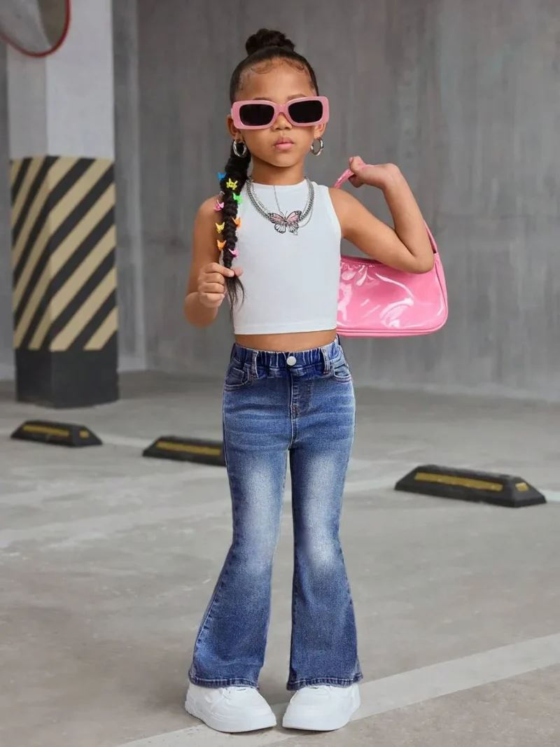 Blue Denim Flare Pants