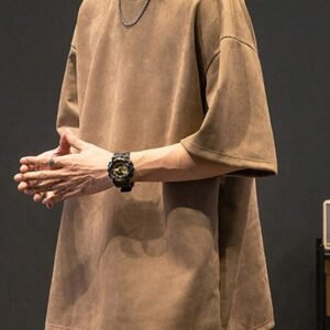 Casual Simple Solid Color Drop Shoulder Loose T Shirt