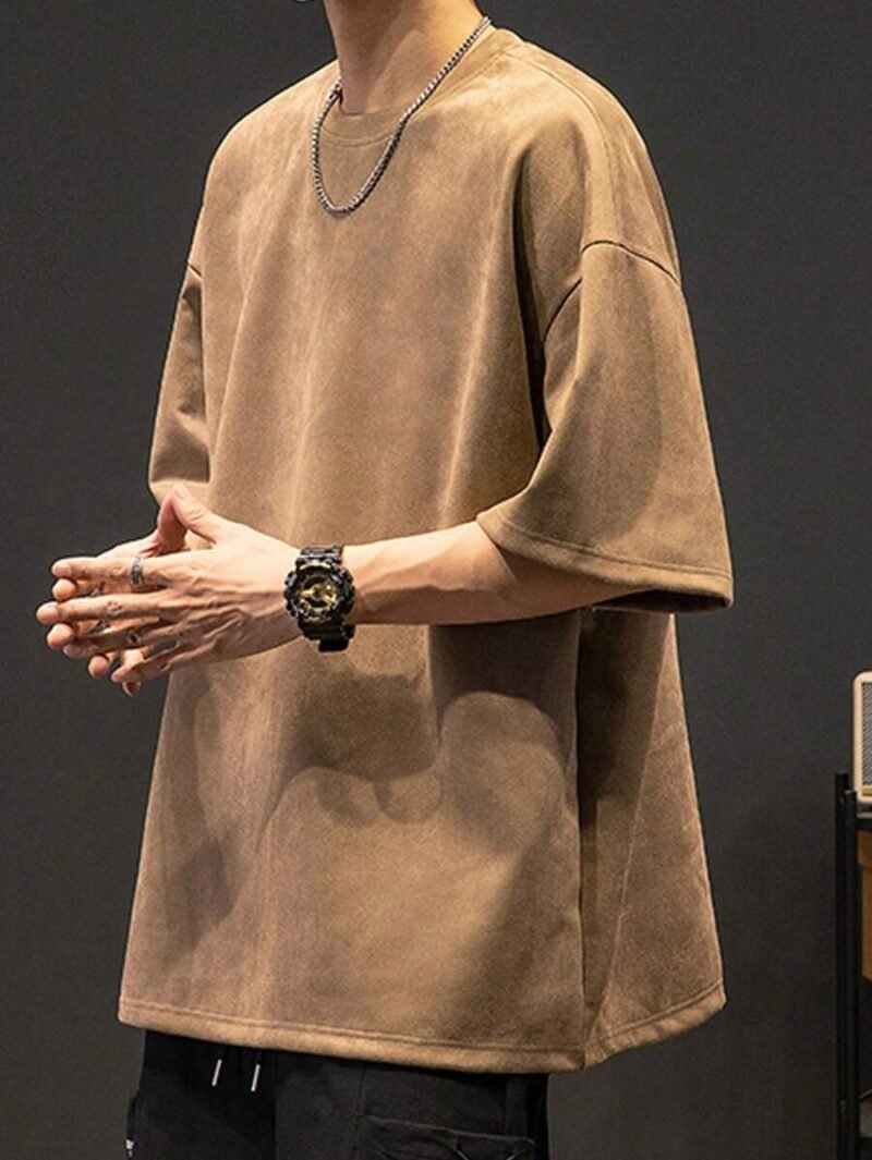 Casual Simple Solid Color Drop Shoulder Loose T Shirt