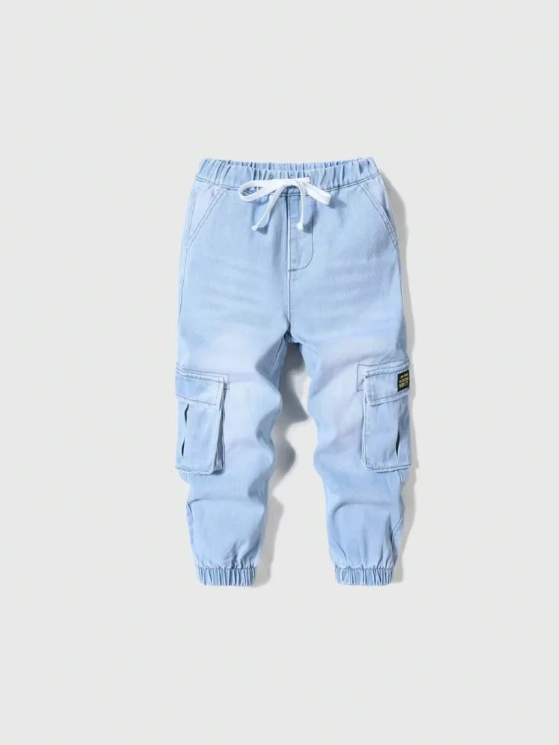 Cotton Elastic Waist Cargo Pocket Casual Jogger Pants