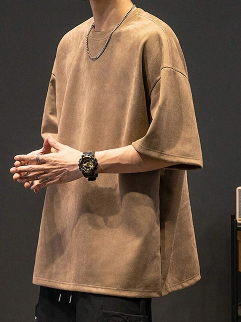 Casual Simple Solid Color Drop Shoulder Loose T Shirt