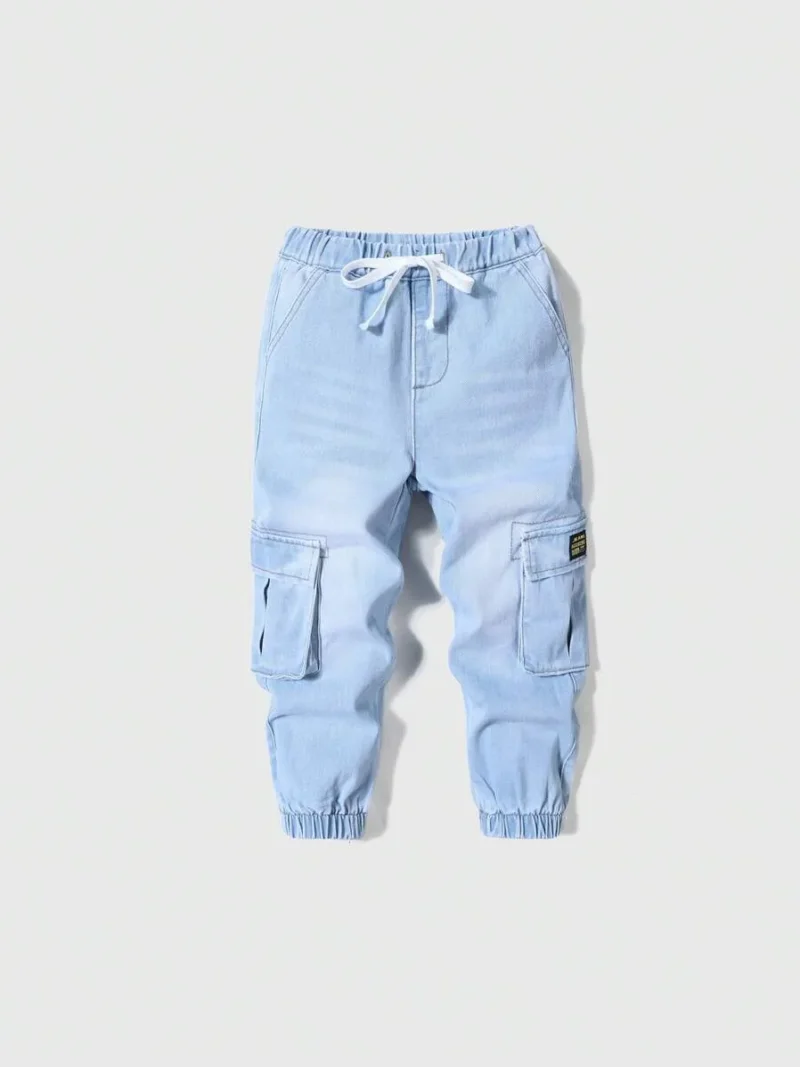 Cotton Elastic Waist Cargo Pocket Casual Jogger Pants