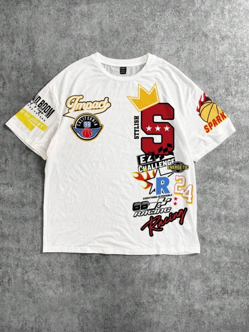 Casual Street Style Letter & Crown Basketball Graphic