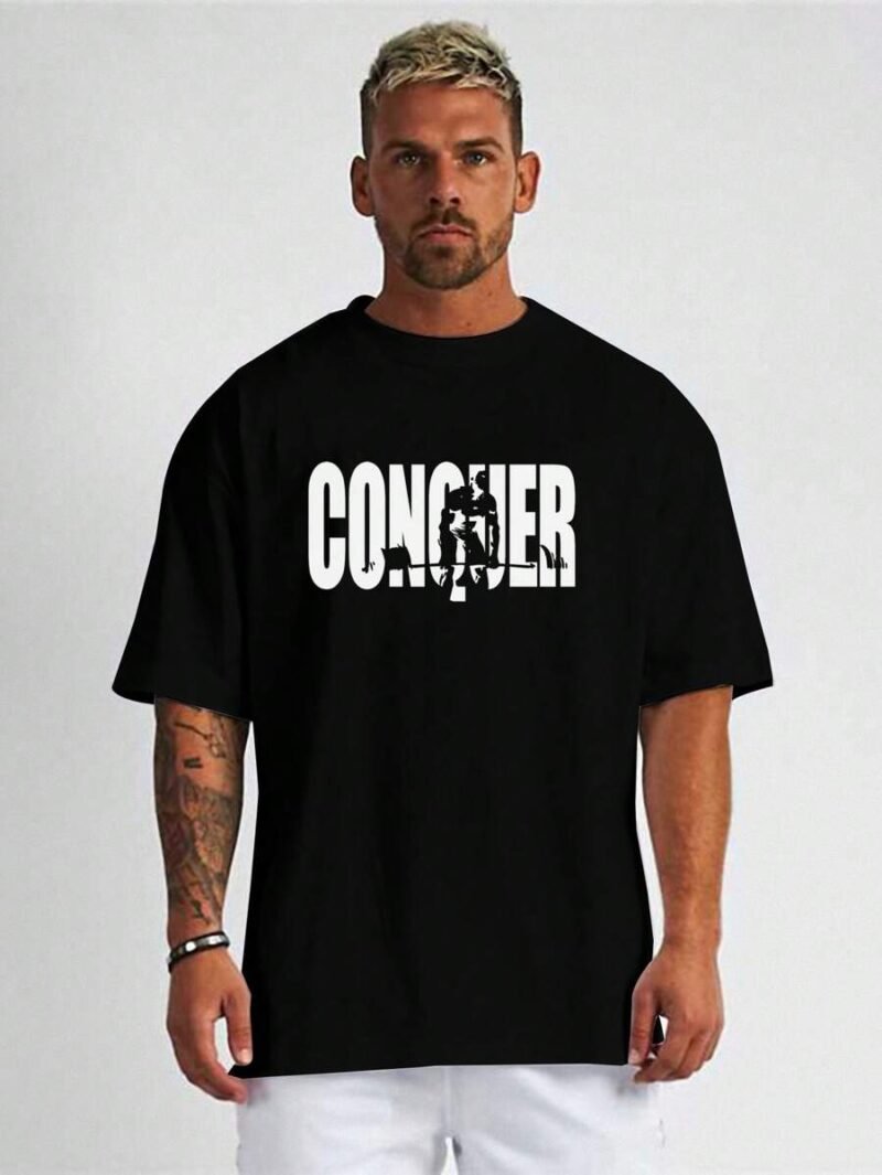 Contrast Color Letter Print Crew Neck