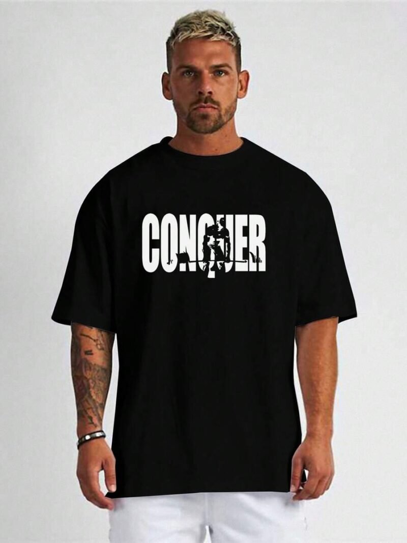 Contrast Color Letter Print Crew Neck