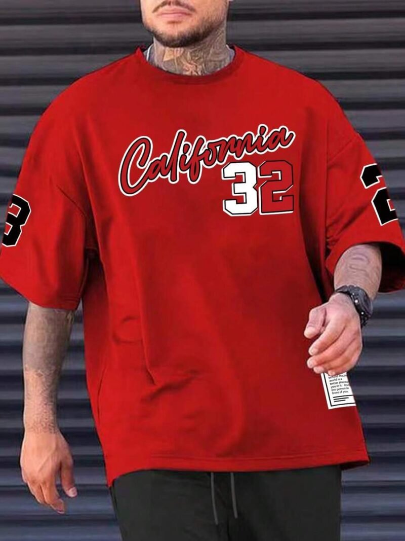 Drop Shoulder T Shirt With Letter Graphic Print