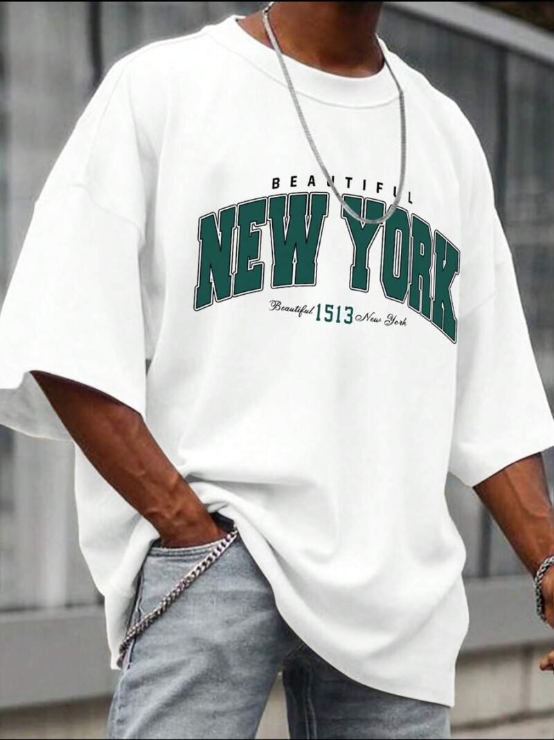 Oversized Drop Shoulder T Shirt With Letter Print