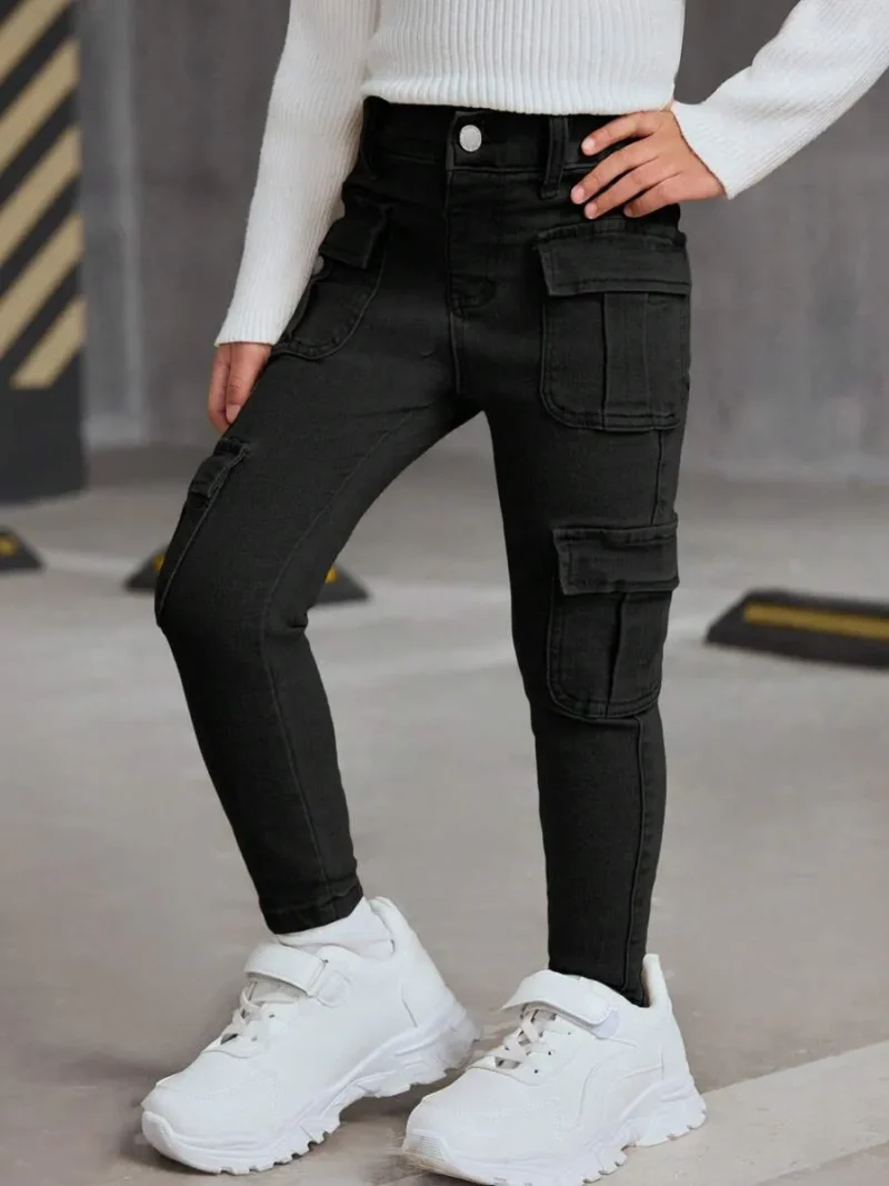 Khaki Denim Stretch Skinny Cargo Pants