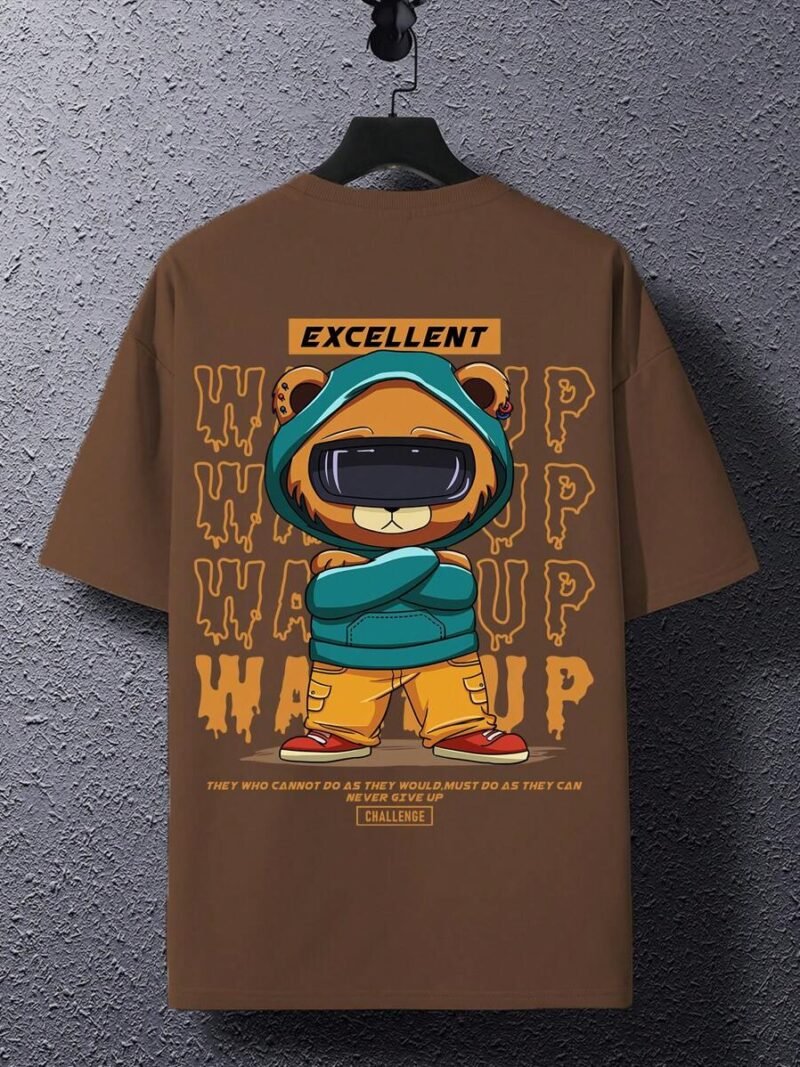 Oversized Men Cartoon & Slogan Graphic T Shirt