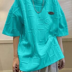Oversized Men's Letter Patched Drop Shoulder T Shirt