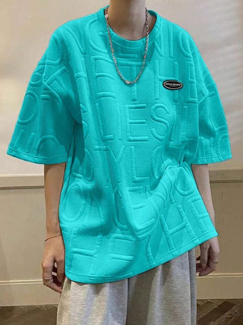 Oversized Men's Letter Patched Drop Shoulder T Shirt