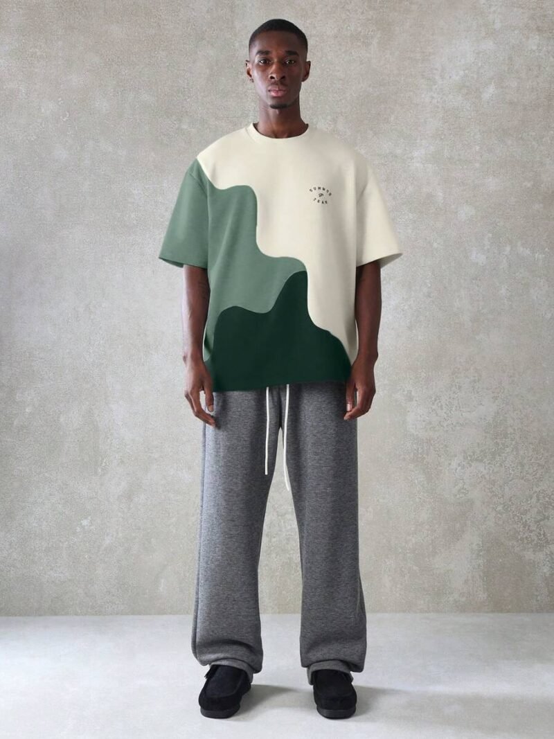 Oversized T Shirt Wave Design Graphic Abstract