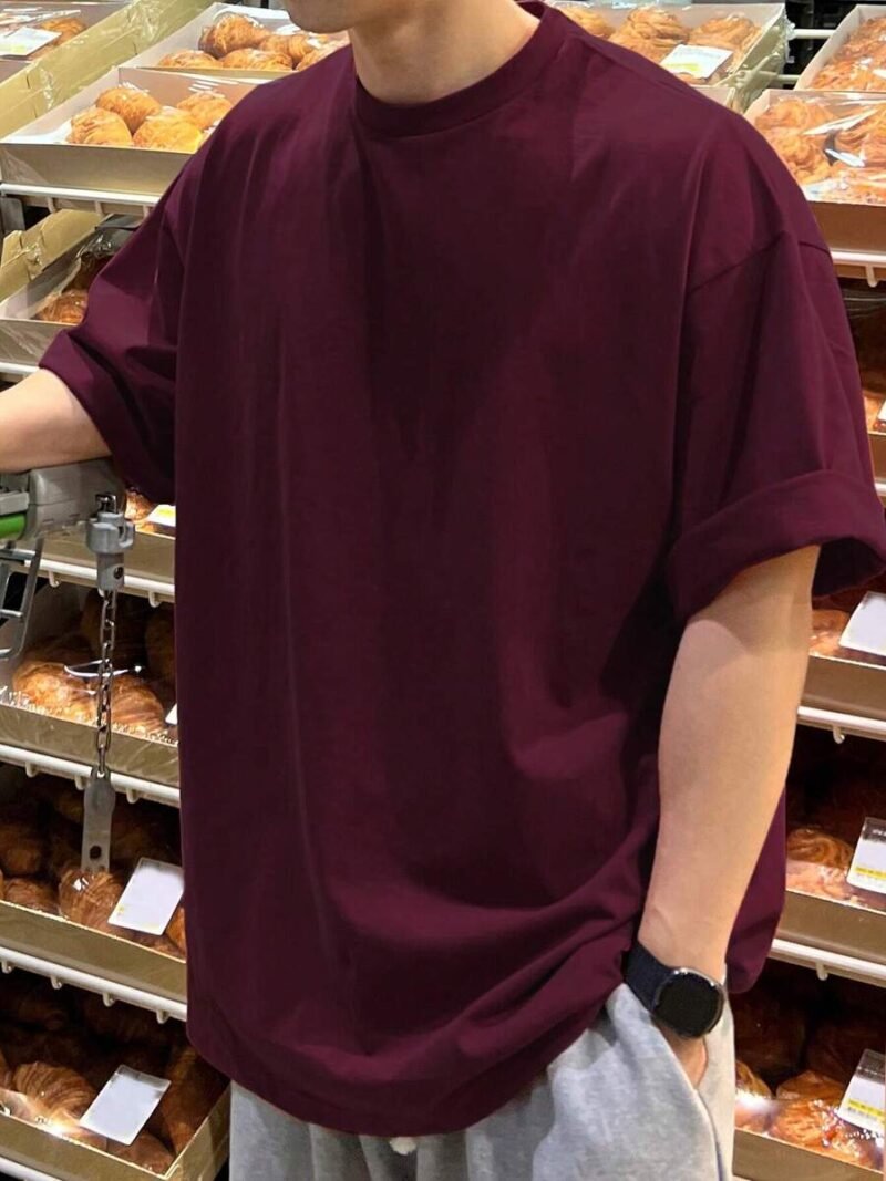 Solid Drop Shoulder Plain T Shirt