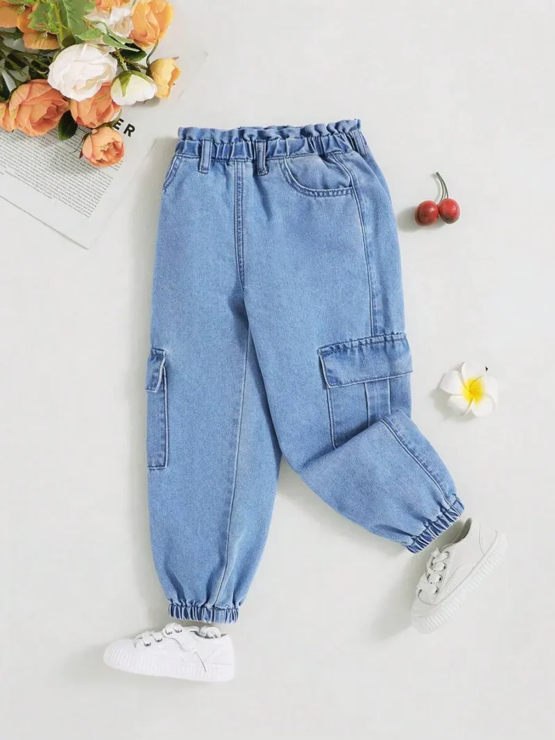Workwear Street Style Denim Jogger Jeans Pants