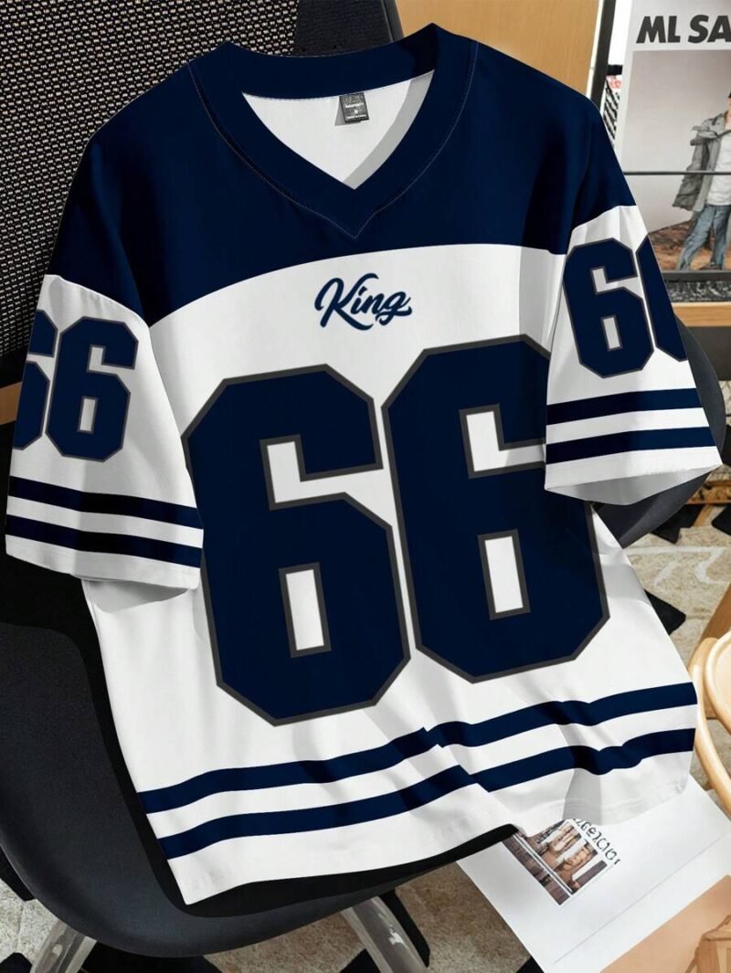 Plus Size Numeric Print V Neck Short Sleeve