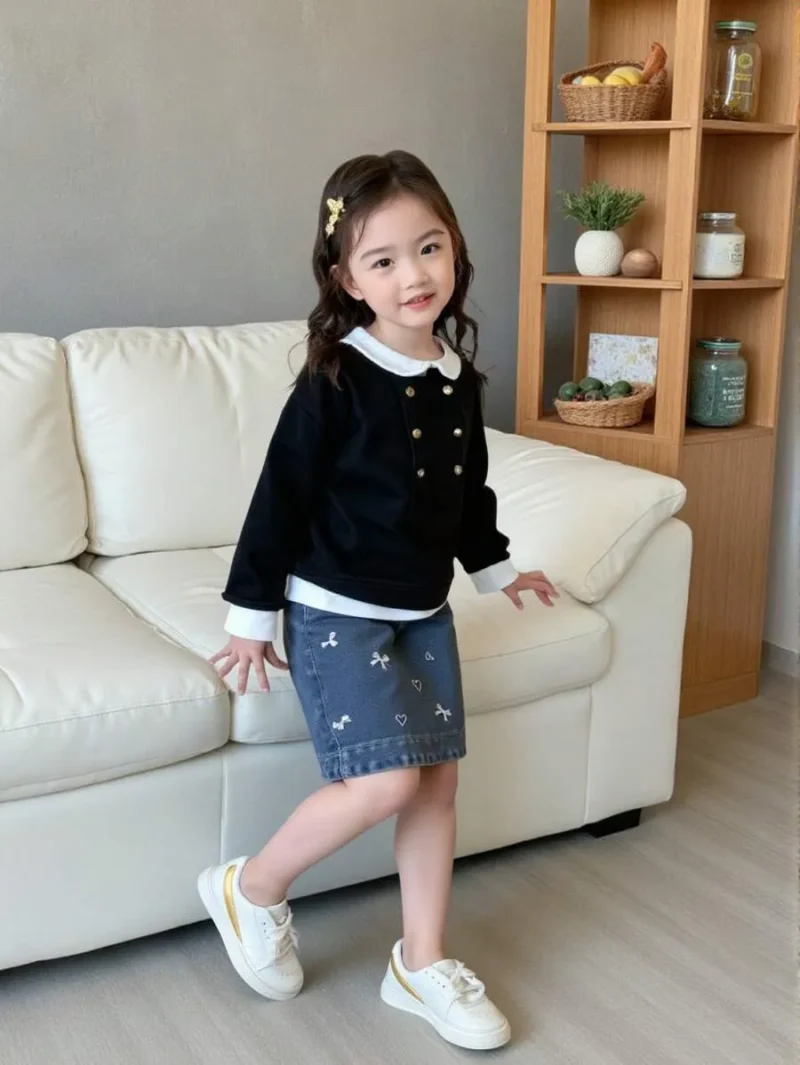 Embroideries Detailing Wrap Jeans Shorts
