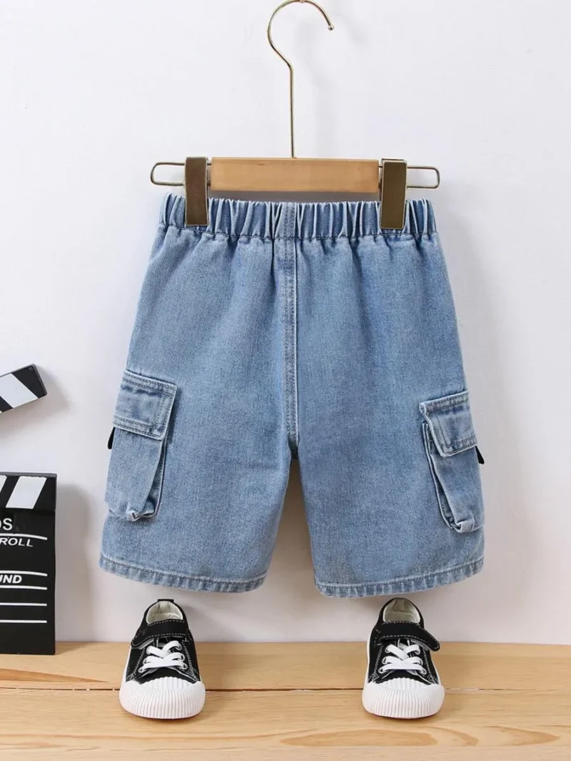 Flap Pocket Side Denim Shorts