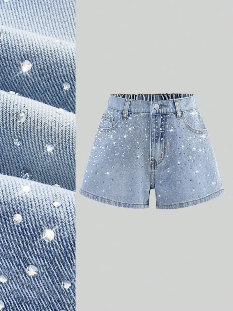 Light Blue Washed Denim Jeans Shorts With Slant Pocket