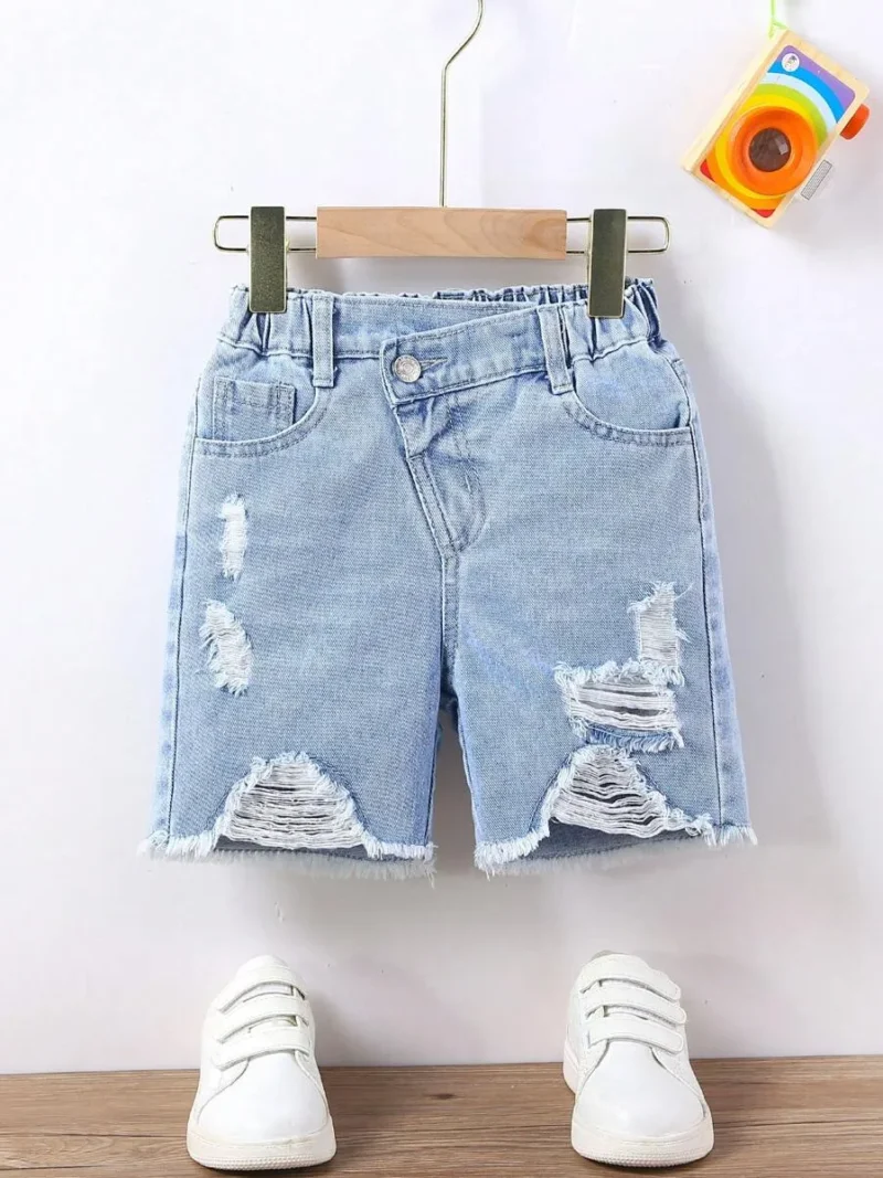 Low Waist Light Blue Denim Shorts
