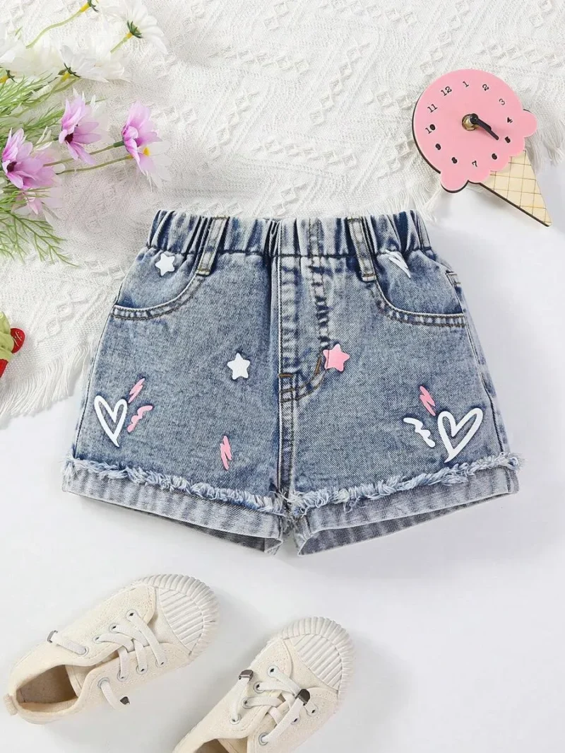 Star Print Loose Fit Comfortable Denim Shorts