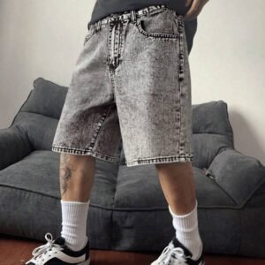 Loose Pockets Casual Wide-Leg Denim Shorts