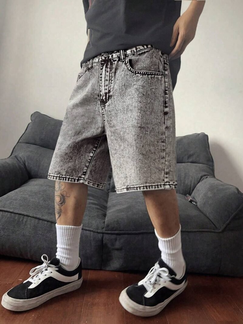 Loose Pockets Casual Wide-Leg Denim Shorts