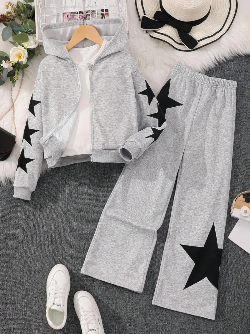 Star Embossed Autumn And Winter Hooded Sweatshirt