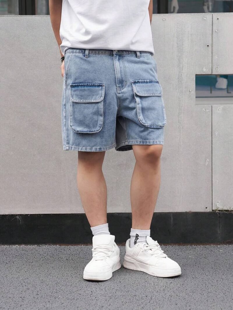 Pocket Design Baggy Plain Fashion Rapper