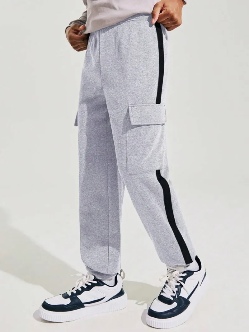 Striped Sweatpants With Pockets & Drawstring Waist
