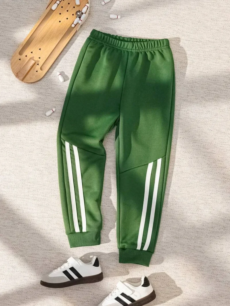Striped Tape Side Sweatpants Green Pants