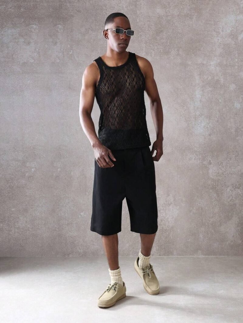 Open Knit Tank Top Summer Sleeveless