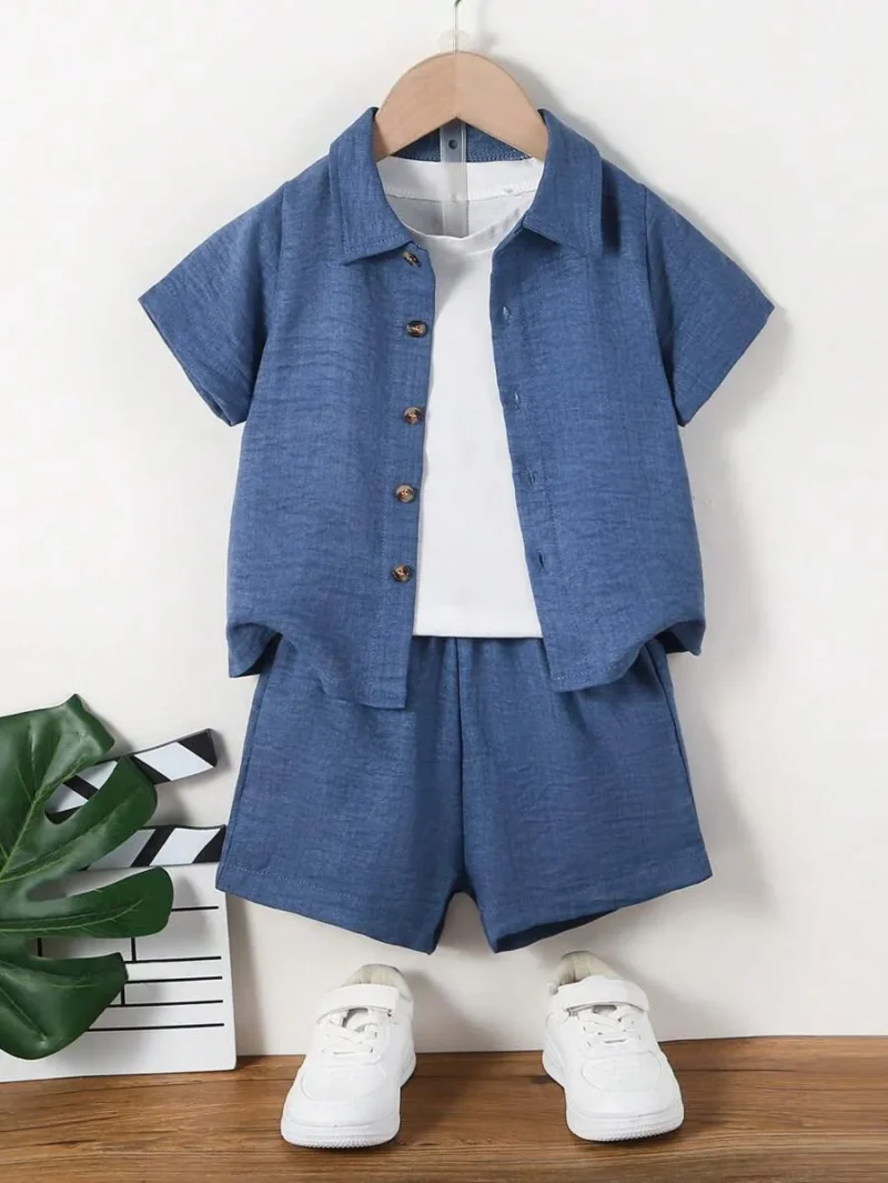 Casual Short Sleeve Shirt And Shorts Set