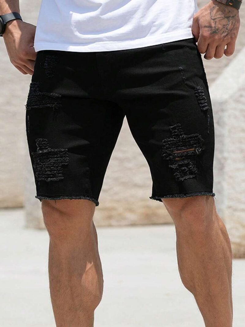 Ripped Frayed Raw Hem Denim Shorts
