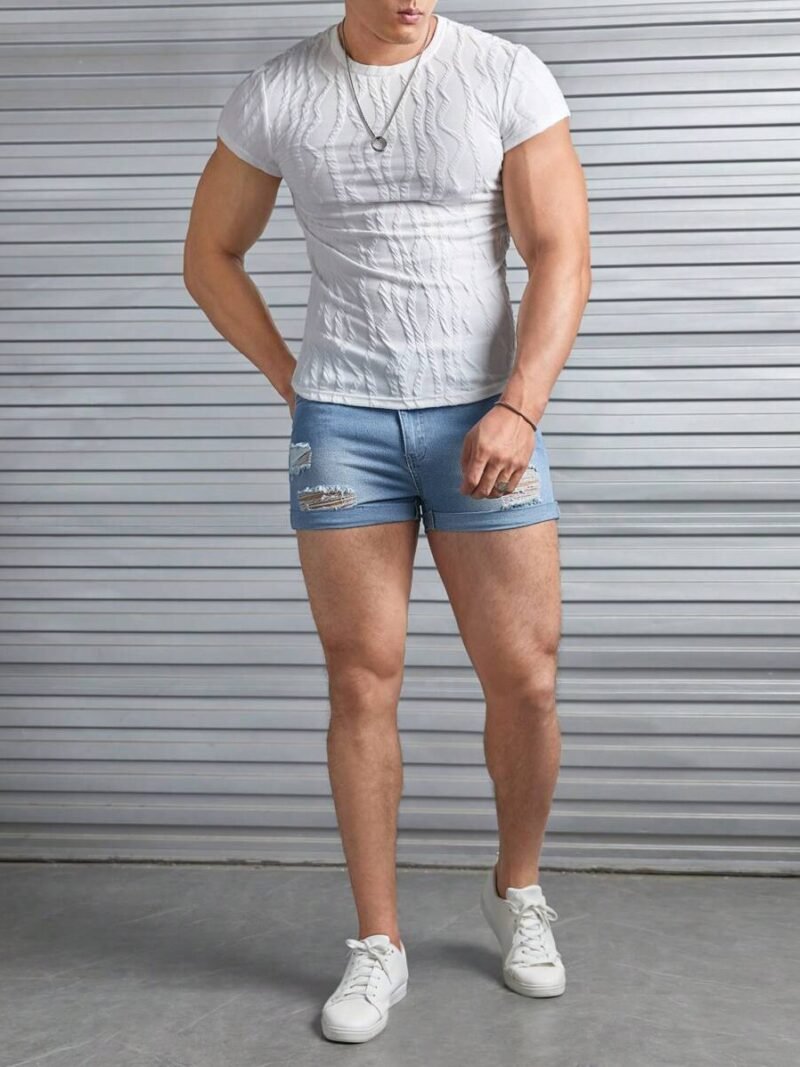 Ripped Frayed Roll Hem Denim Shorts