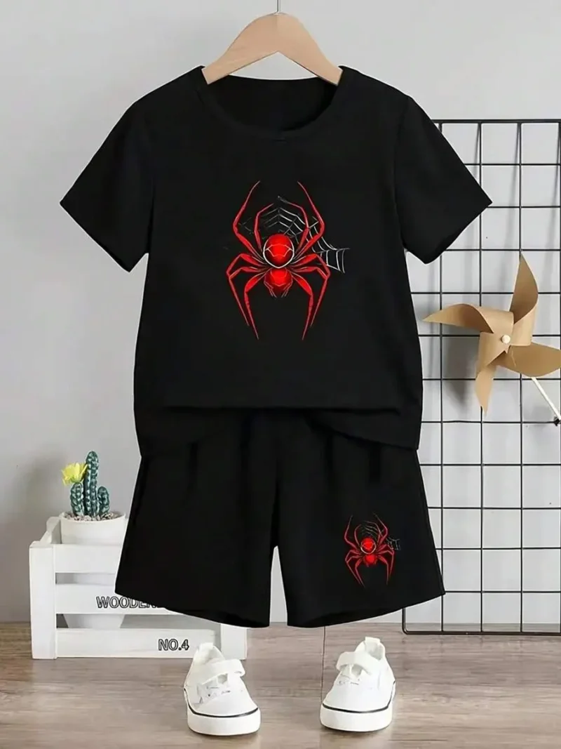 Cute Spider Graphic Soft Round Neck Short Sleeve Tee