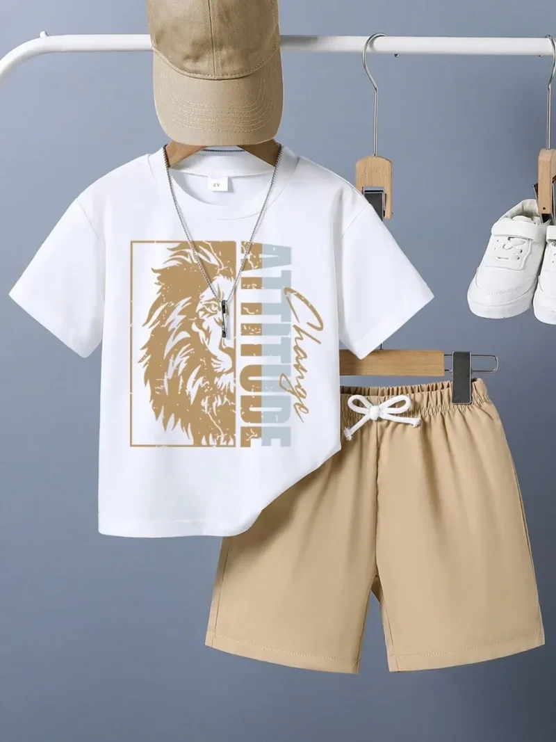 Letter Print Short Sleeve T Shirt And Shorts