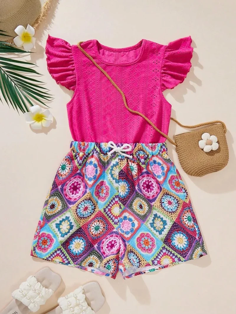 Round Neck Cap Sleeve T Shirt And Floral Print Skirt