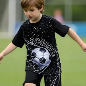Soccer & Letter Graphic Tee & Shorts